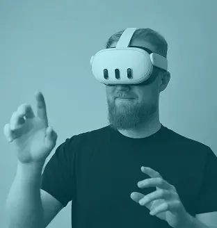 A person using a mixed reality headset.