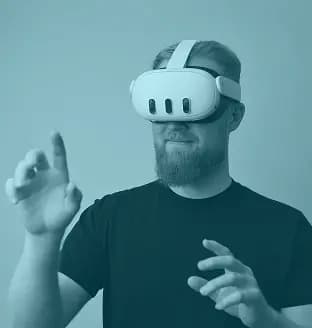 A person using a mixed reality headset.